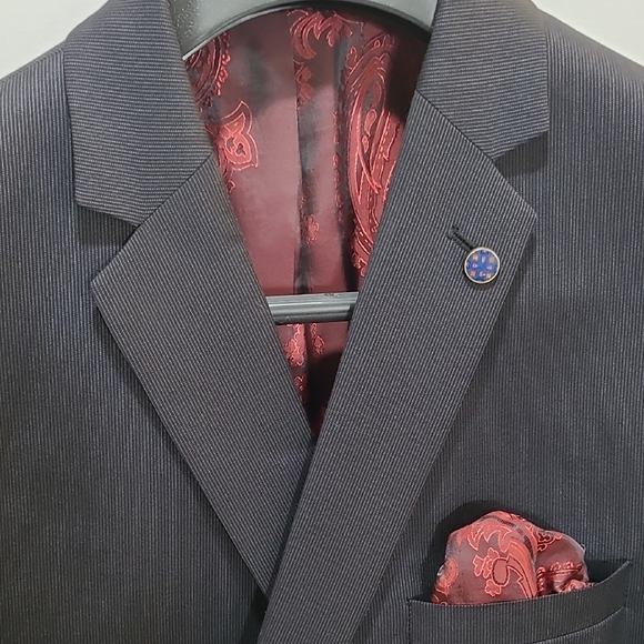 TED Baker Dark Blue Thin Strips Men's Blazer - Picture 2 of 10